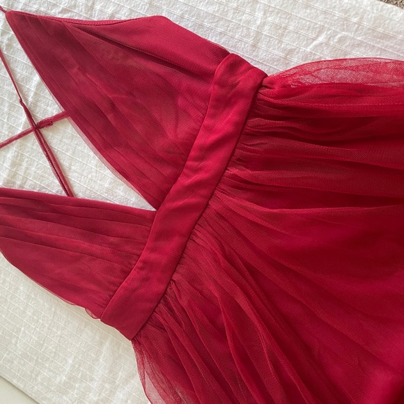 Windsor | Red Deep V Plunge Double Slip Maxi Gown Dress size Small - Picture 4 of 6